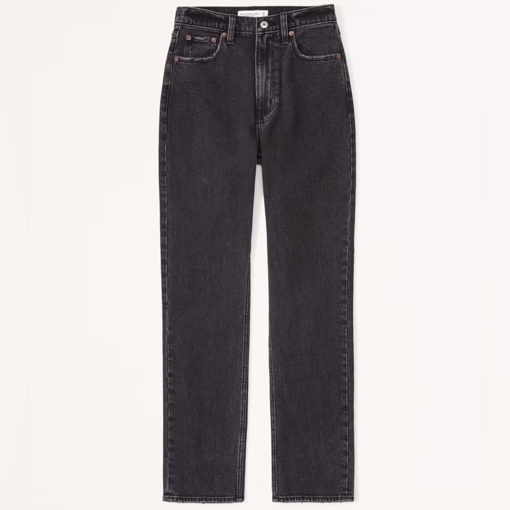 A&F Ankle Straight Ultra High Rise Curve Love Faded Black Wash Jeans | Size 27/4
